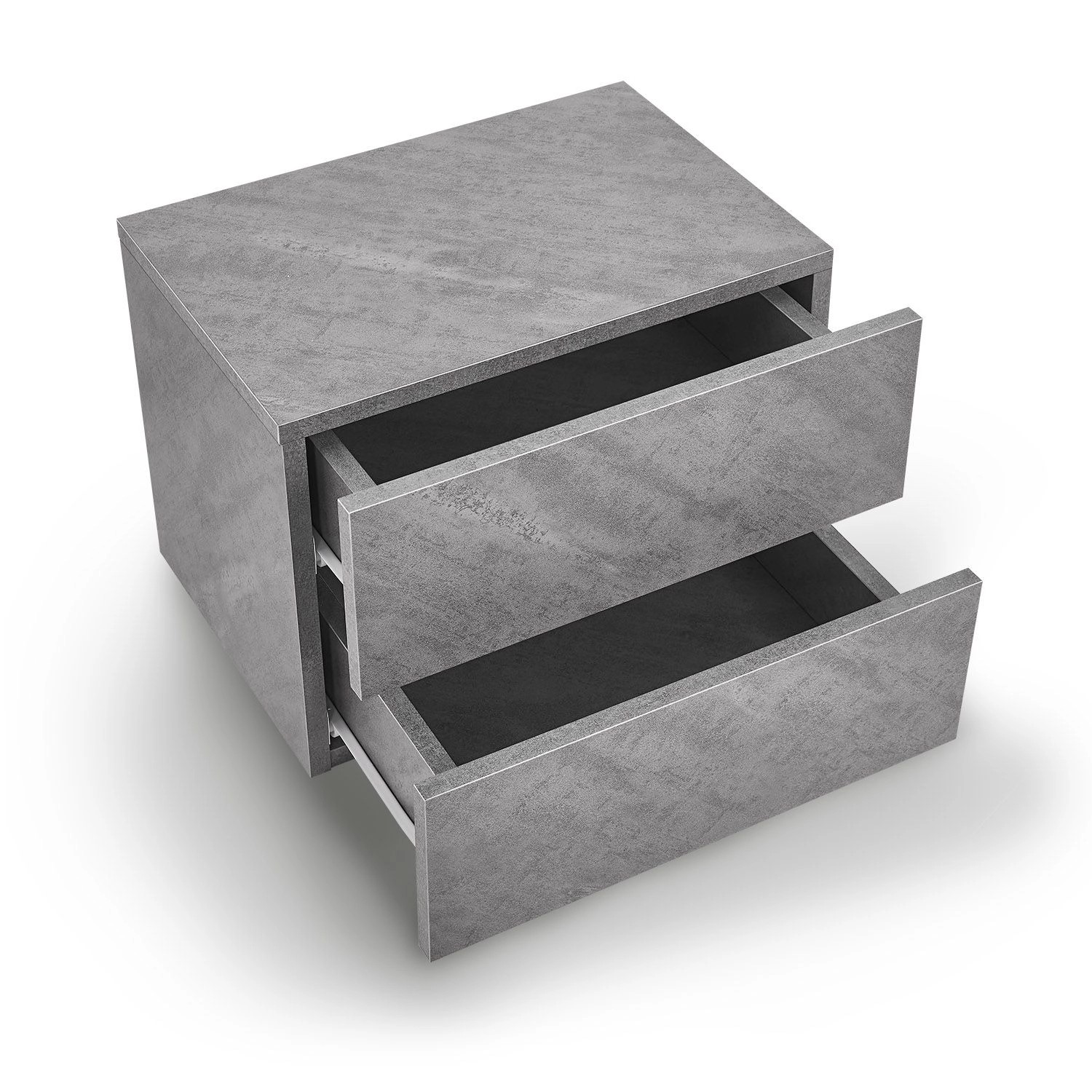 Juskys Wandschrank Nachttisch 40x29x30 cm mit 2 Schubladen Betonoptik