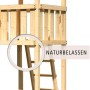 Detailansicht naturbelassener Karibu Spielturm Luis mit Leiter.