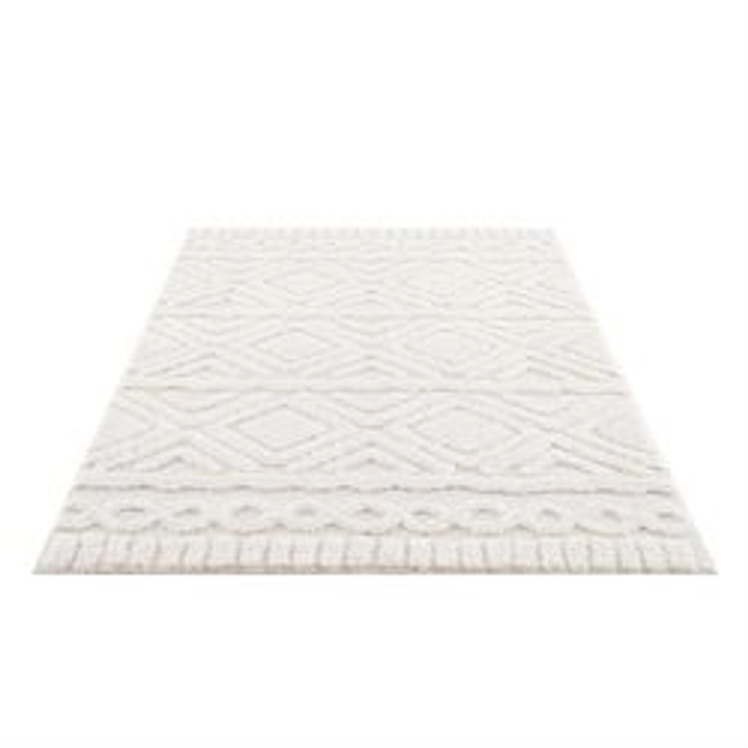 payé Teppich Nara-3382 Hochflor 80x150 cm Pastell-Creme Boho-Rautenmuster günstig online kaufen