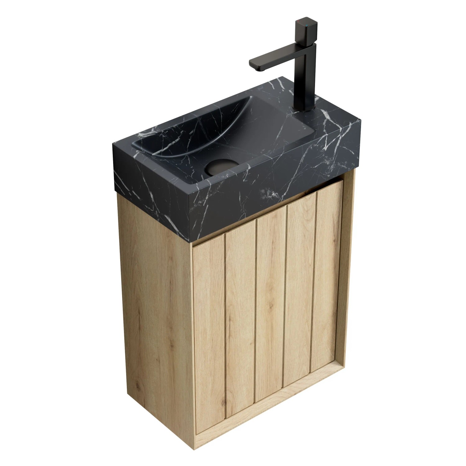 PXloue Waschtisch Badmöbel mit Unterschrank 40 cm Wandhängend Marmor Waschbecken Schwarz