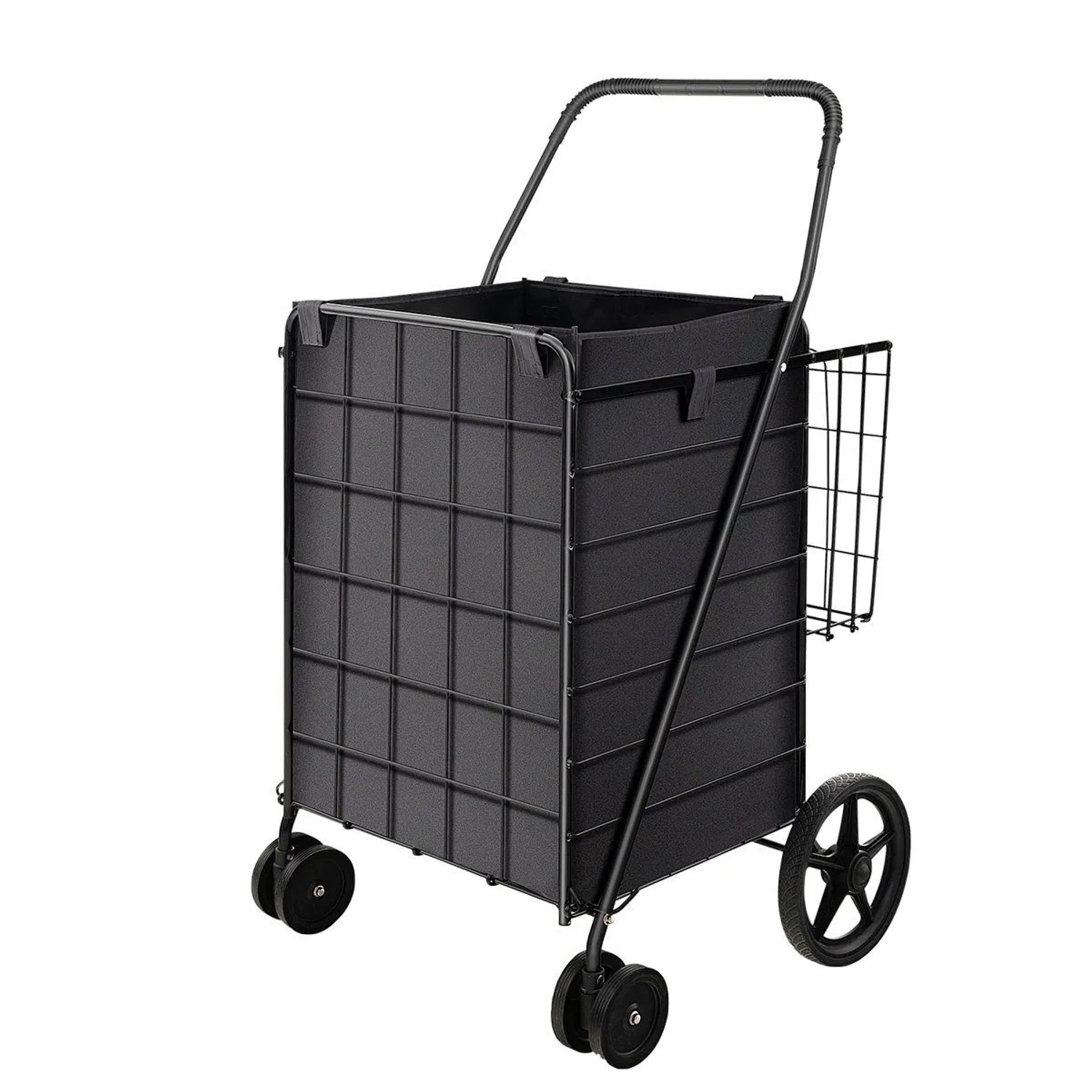 Costway Einkaufstrolley Klappbar mit Abnehmbarer Oxford-Tasche & 2 Körben