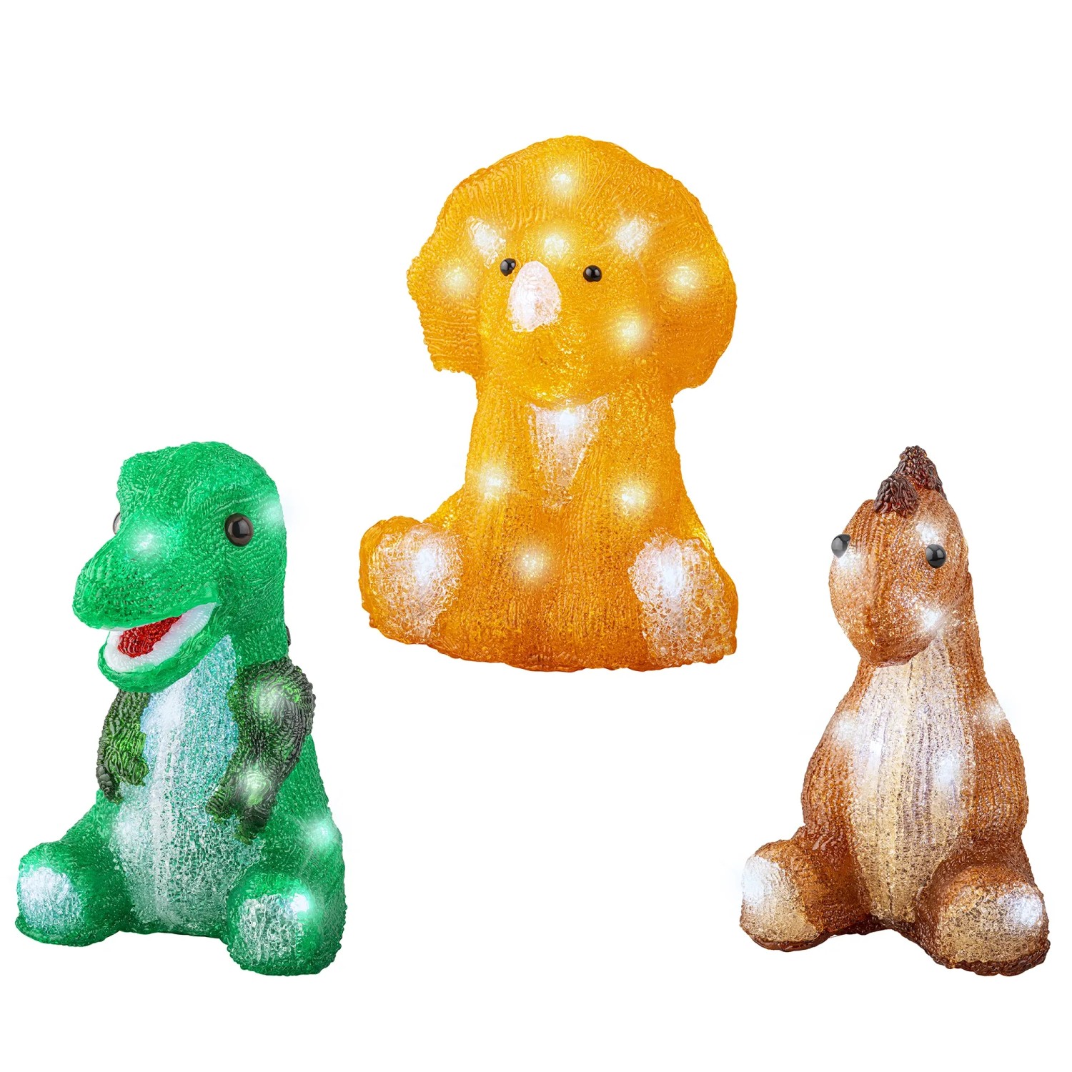 Lumineo Leuchtfigur Dinosaurier 20 LEDs Kaltweiß 17 x 14 x 22 cm 3-fach Sortiert