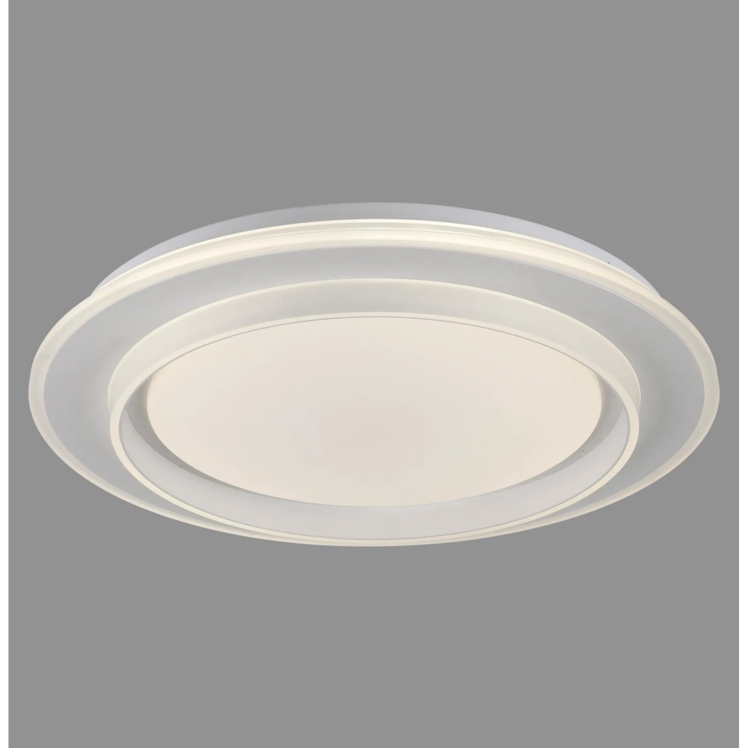 Weiße LED-Deckenleuchte Lago, Ø 40cm, mit Farbtemperatursteuerung für flexibles Licht.