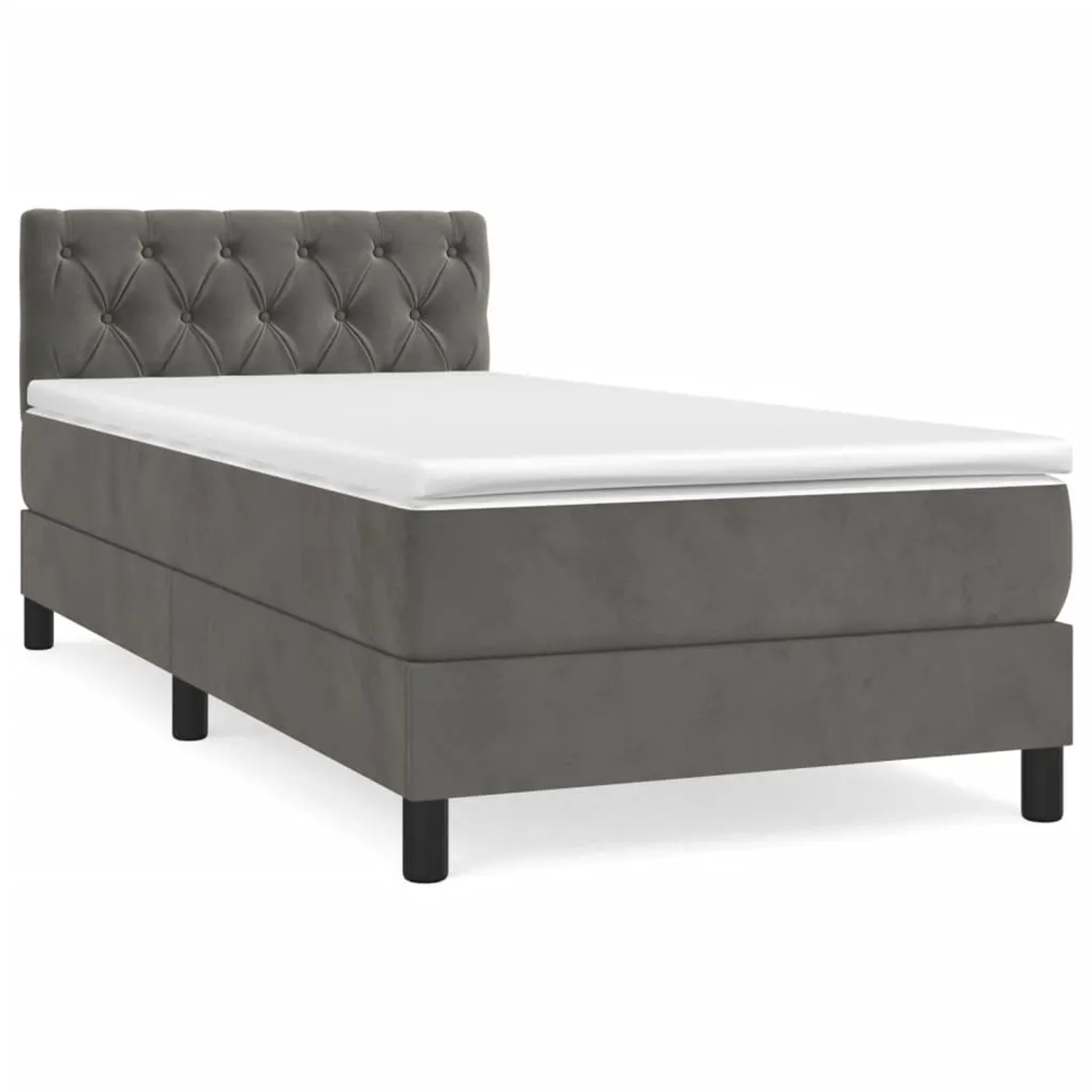 vidaXL Boxspringbett mit Matratze Dunkelgrau 80x200 cm Samt 3141450