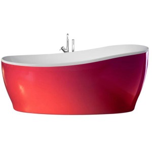 Freistehende Badewanne Aviva, 180x85 cm, Bordeaux-Rot/Weiß, modernes Design.