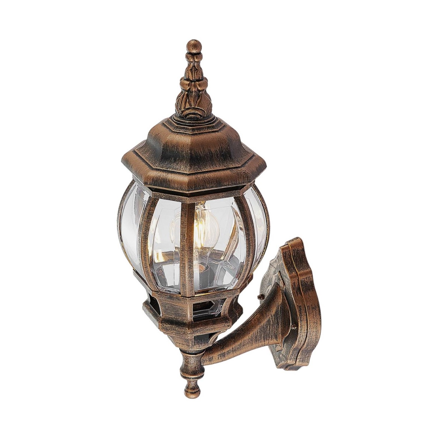 Lindby Wandleuchte Außen Nadesha 9949036 Spritzwassergeschützt Retro Vintage Antik in Gold Messing 1-flammig E27