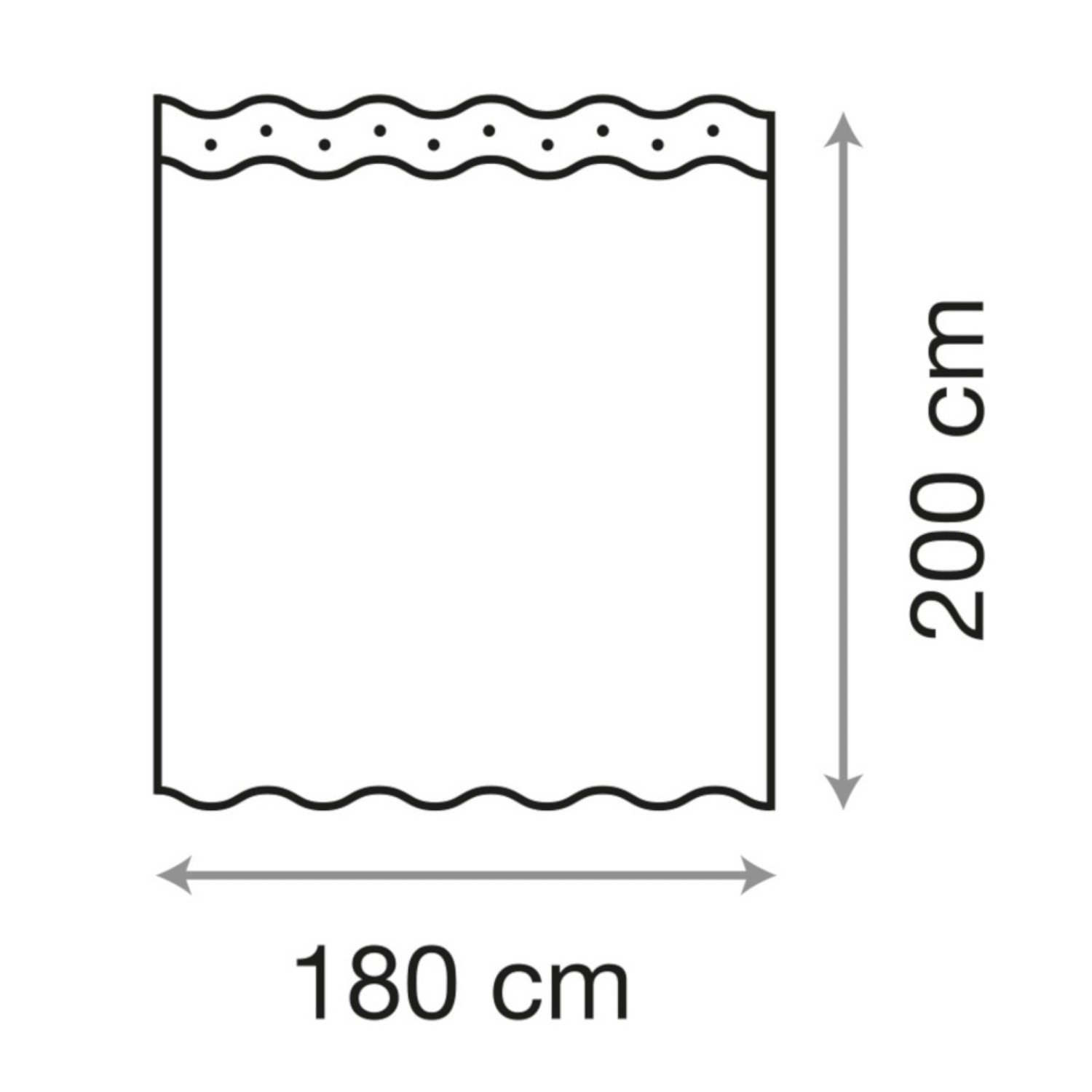 Abbildung des SANILO Duschvorhangs Marmor Abstrakt, 180x200 cm, mit Maßangaben.