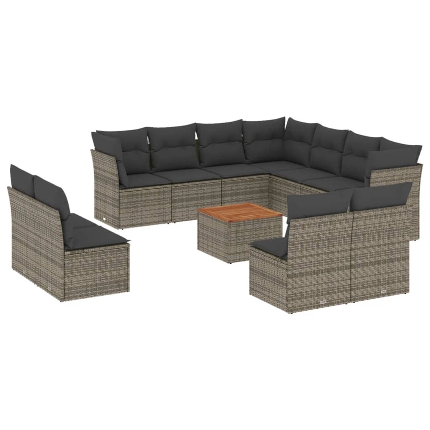 vidaXL 12-Tlg Garten-Sofagarnitur mit Kissen Grau Poly Rattan 3256039 günstig online kaufen