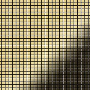 Goldene Mosaikfliese aus Messing, gewalzt, 10x10 mm, für Wand und Boden.