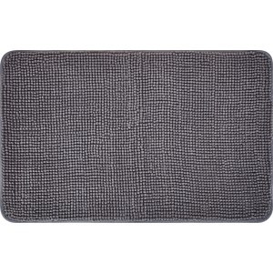 Dunkelgraue baliv Badematte (50x80 cm) aus Polyester. Flauschiger Badteppich für das Badezimmer.