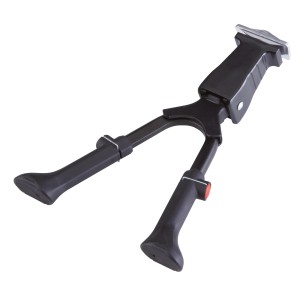 Verstellbarer Zweibein-Fahrradständer aus Aluminium, schwarz, für 26-28 Zoll Fahrräder.