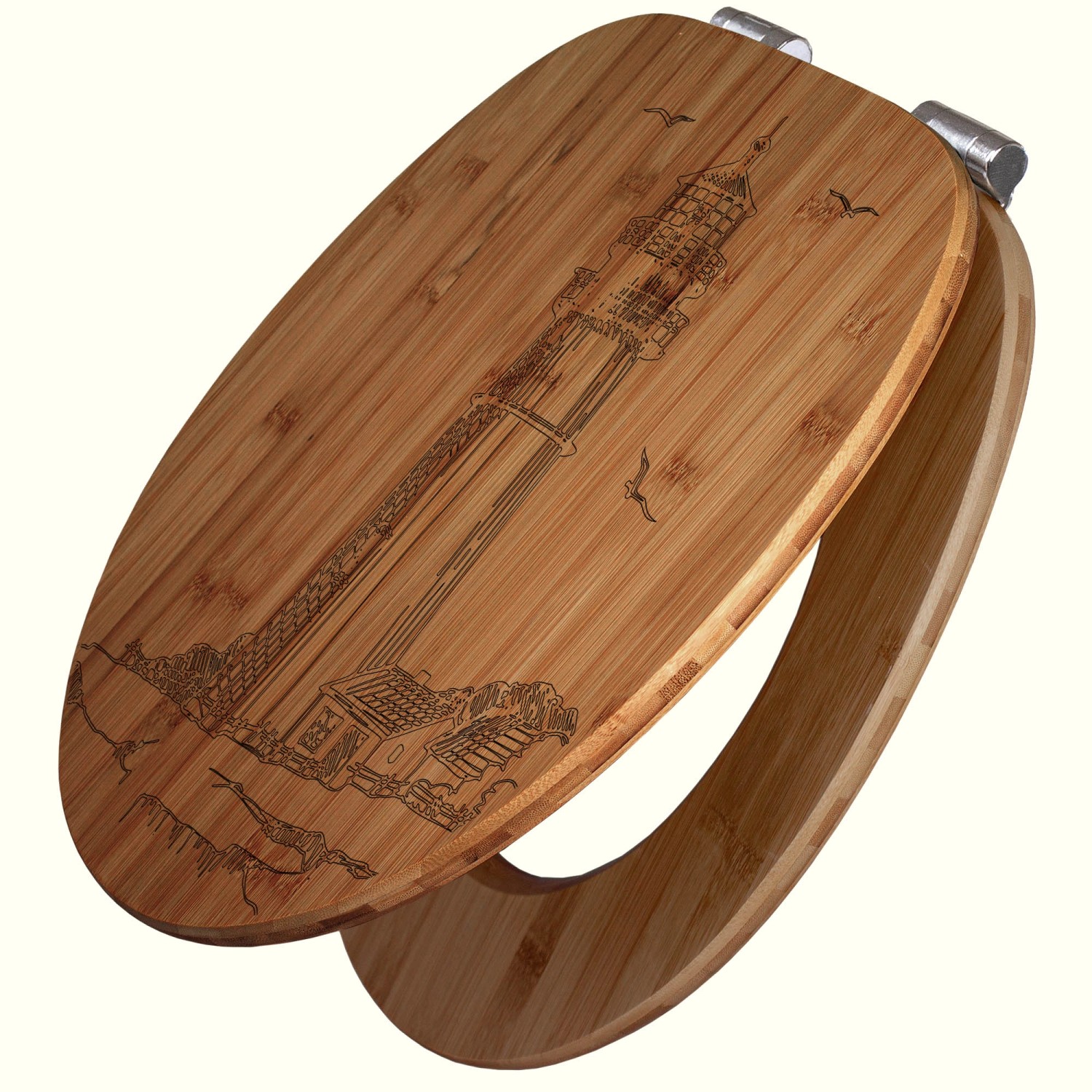 Banjado WC Sitz Bambus Holz Mit Gravur Toilettendeckel Mit Absenkautomatik günstig online kaufen