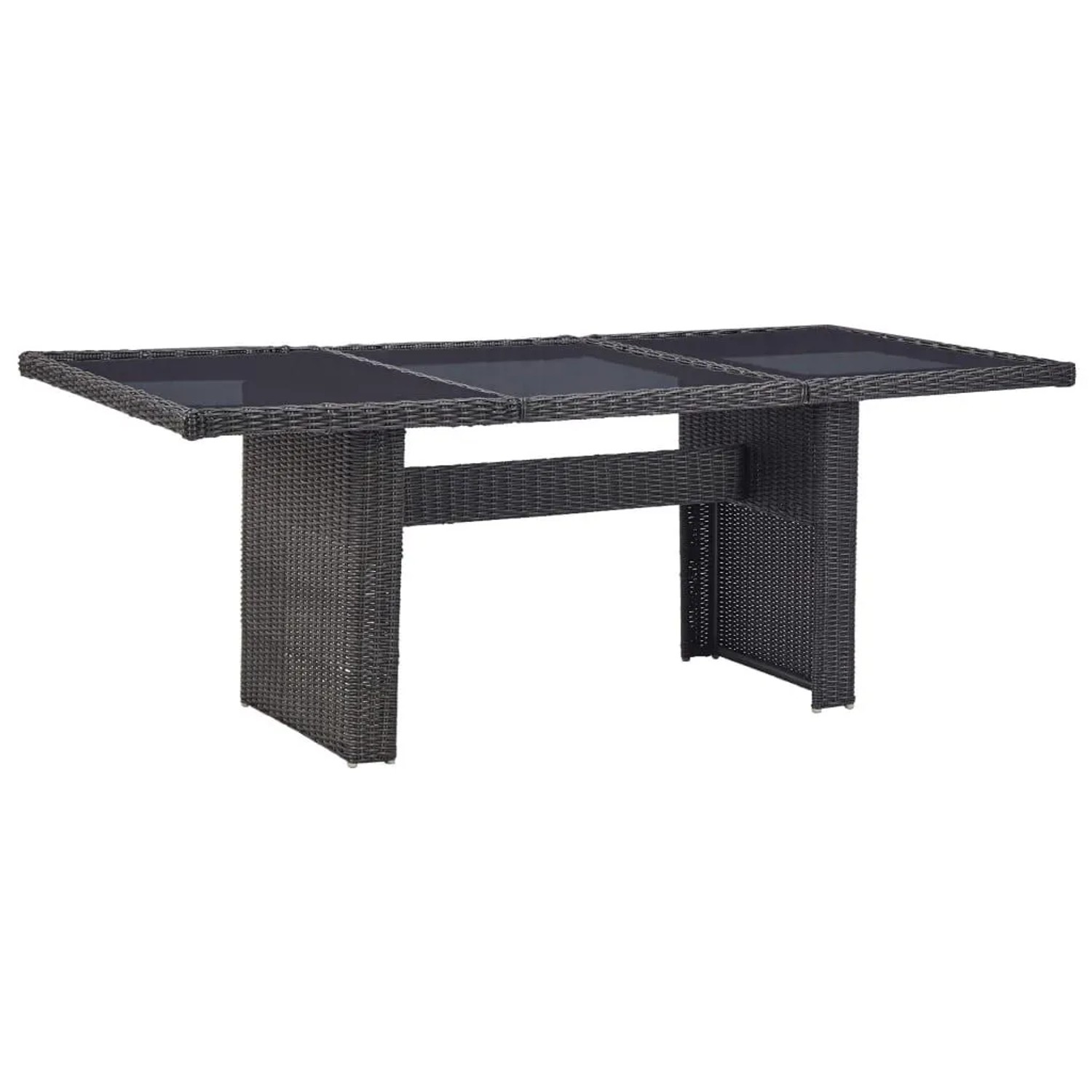 Furnicato Garten-esstisch Schwarz 200x100x74 Cm Glas Und Poly Rattan