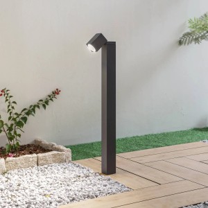 Moderne Lindby Außenleuchte Othil aus Aluminium, dunkelgrau, mit schwenkbarem Leuchtenkopf.