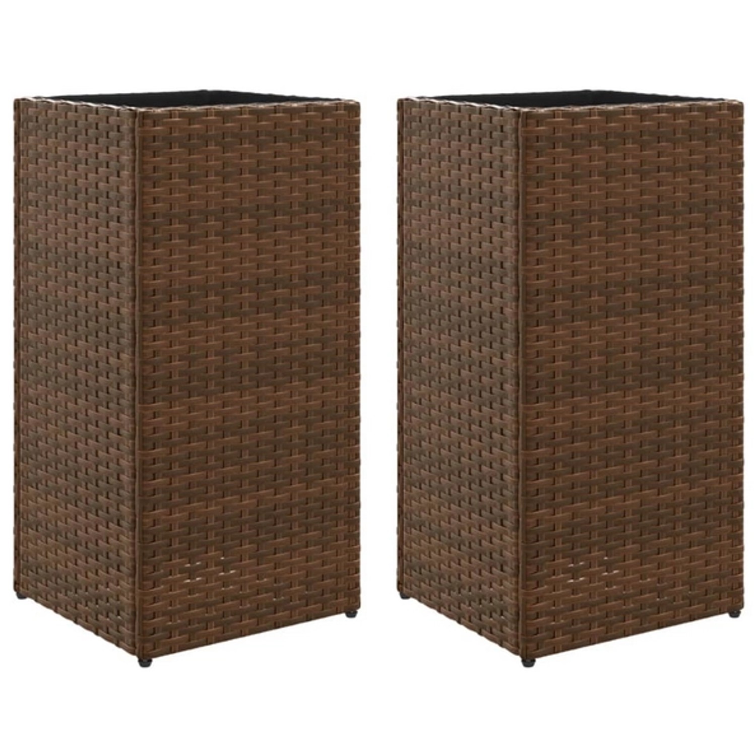 vidaXL Pflanzkübel 2 Stk Braun 30x30x60 cm Poly Rattan 2156812 günstig online kaufen