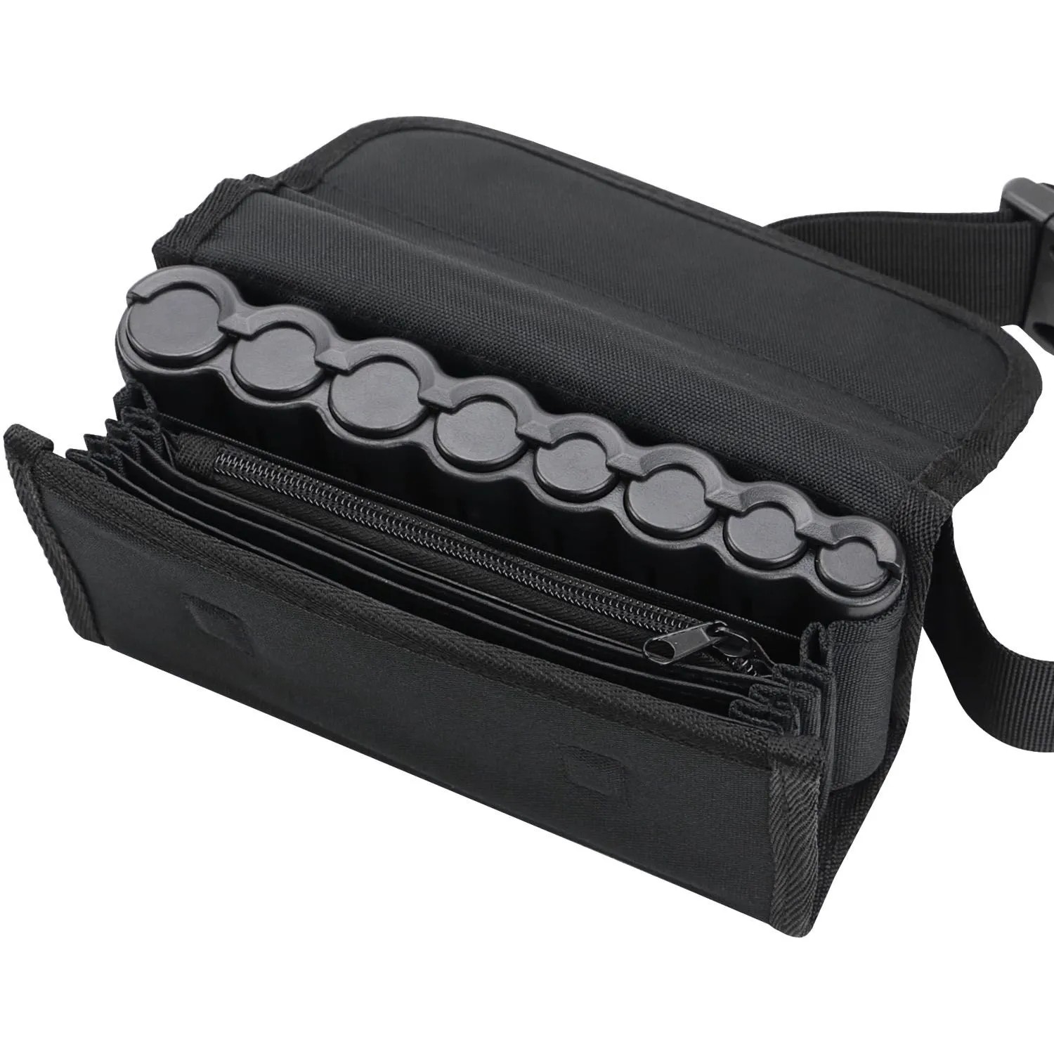 HMF 48811-02 Kellner Geldbörse Gürtel Kellnertasche Euro-Geldwechsler und Reißverschlussfach 21 x 10 x 7 cm Schwarz