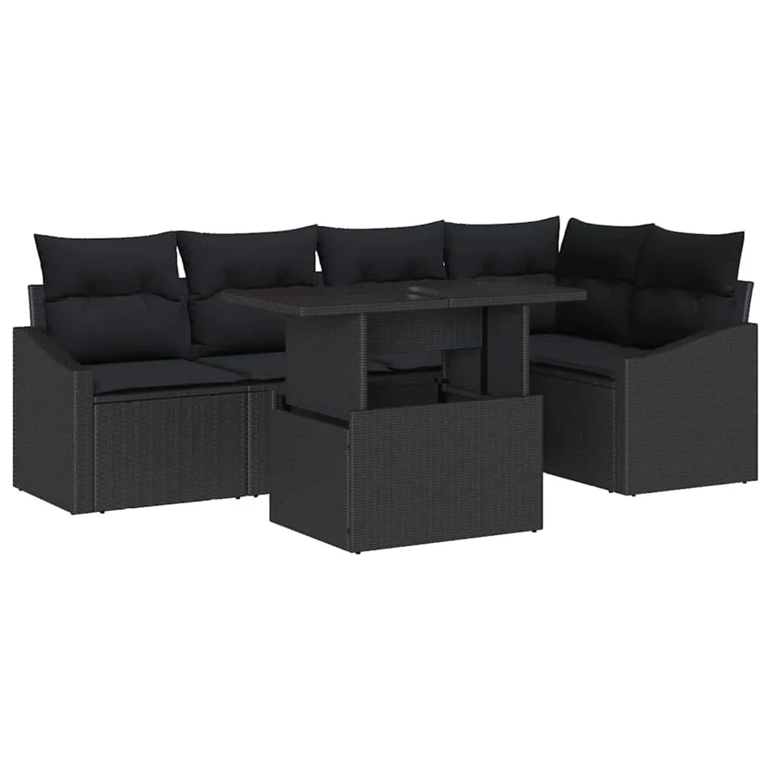 vidaXL Gartensofa-set mit Kissen 6-Tlg Schwarz Poly-Rattan 3349009 günstig online kaufen