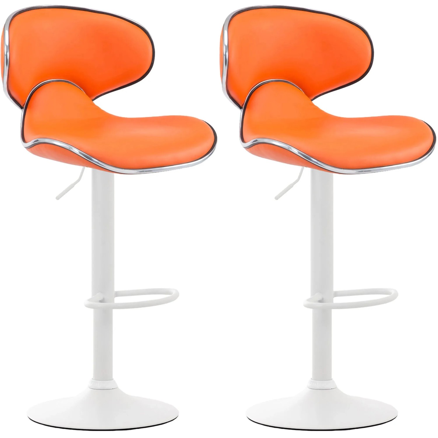 DELUKE 2er Set Barhocker FAMIR Kunstleder Orange 46x49x88cm Weiß Barstuhl Mit Lehne Tresenhocker Tresenstuhl