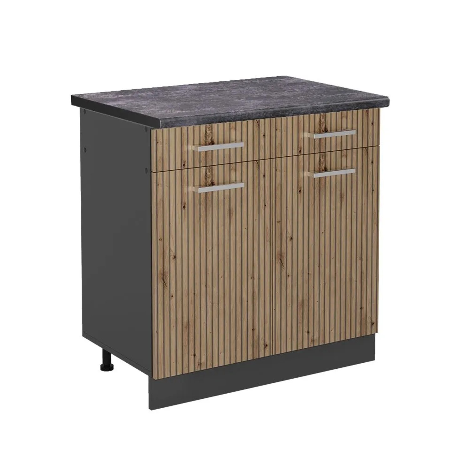 Vicco Küchenunterschrank R-Line Artisan-Eiche Anthrazit 80 cm AP Anthrazit mit Anthrazit Korpus