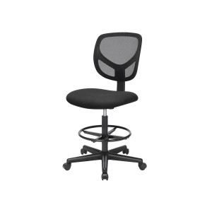 Schwarzer Songmics Bürostuhl mit Fußstütze, höhenverstellbar (55-75cm), ideal für Büro und Homeoffice.