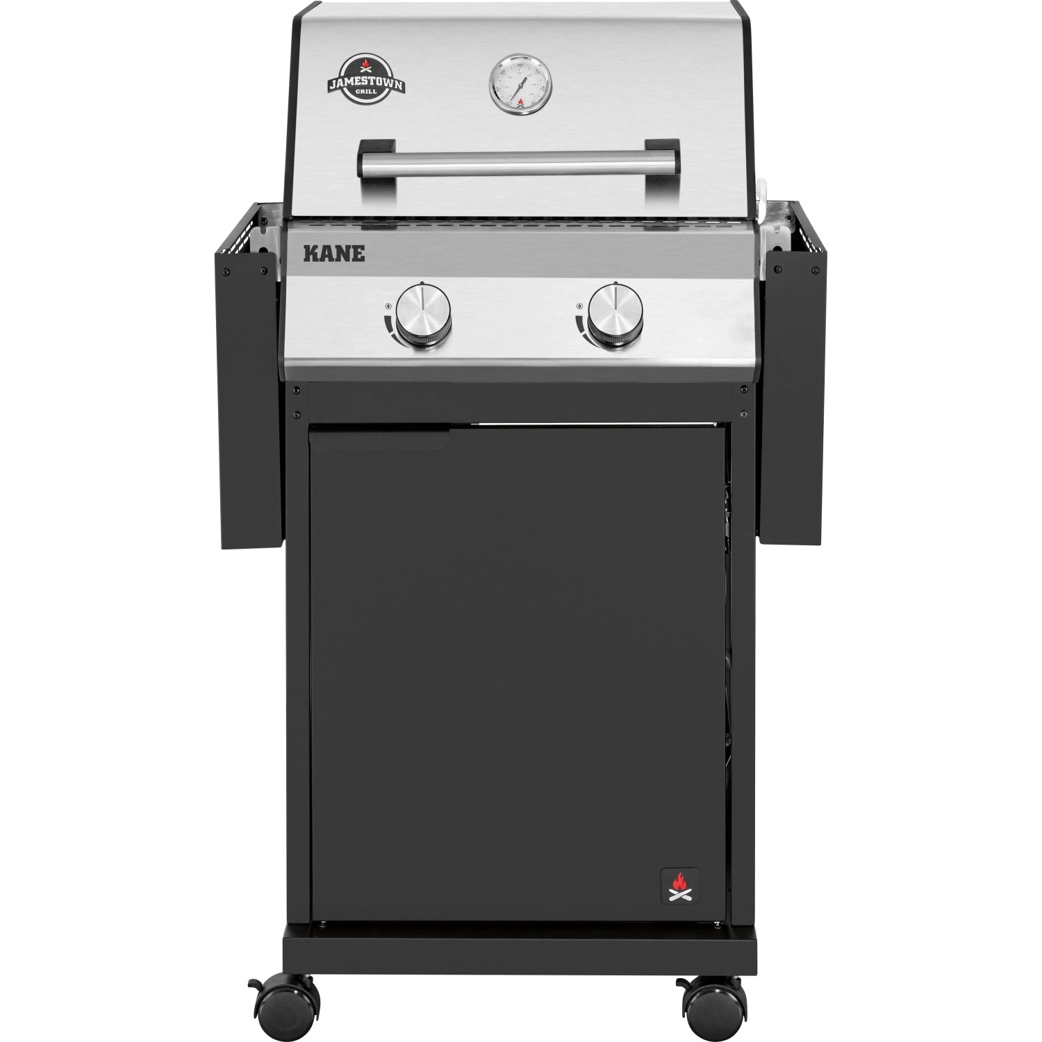 Jamestown Gasgrill Kane mit 2 Brennern und modular Grillrostsystem. Kompakter Grill mit Edelstahl-Elementen.