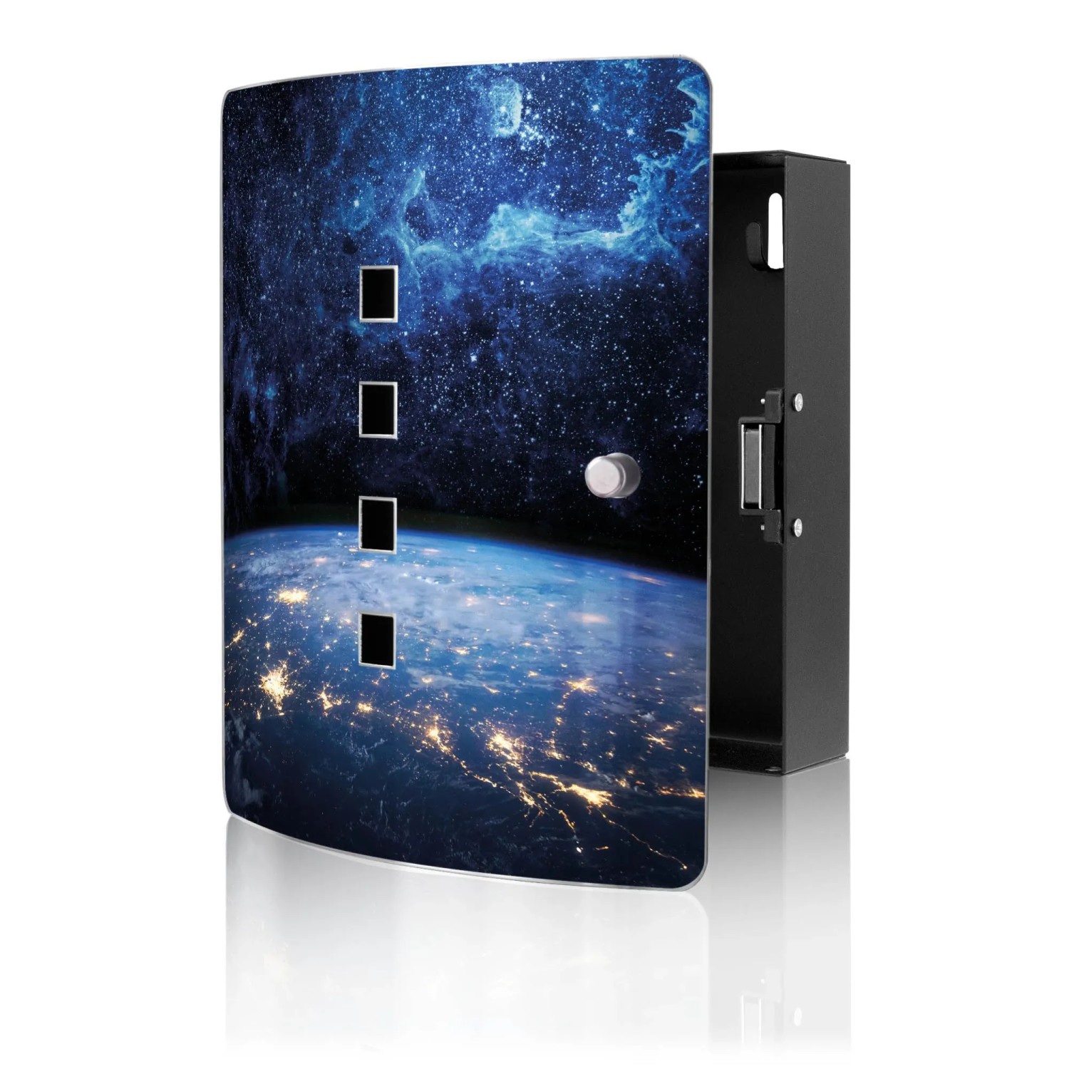 Banjado Design Schlüsselkasten Aus Edelstahl Für 10 Schlüssel 24x21,5x7cm Mit Magnetverschluss Motiv Galaxie