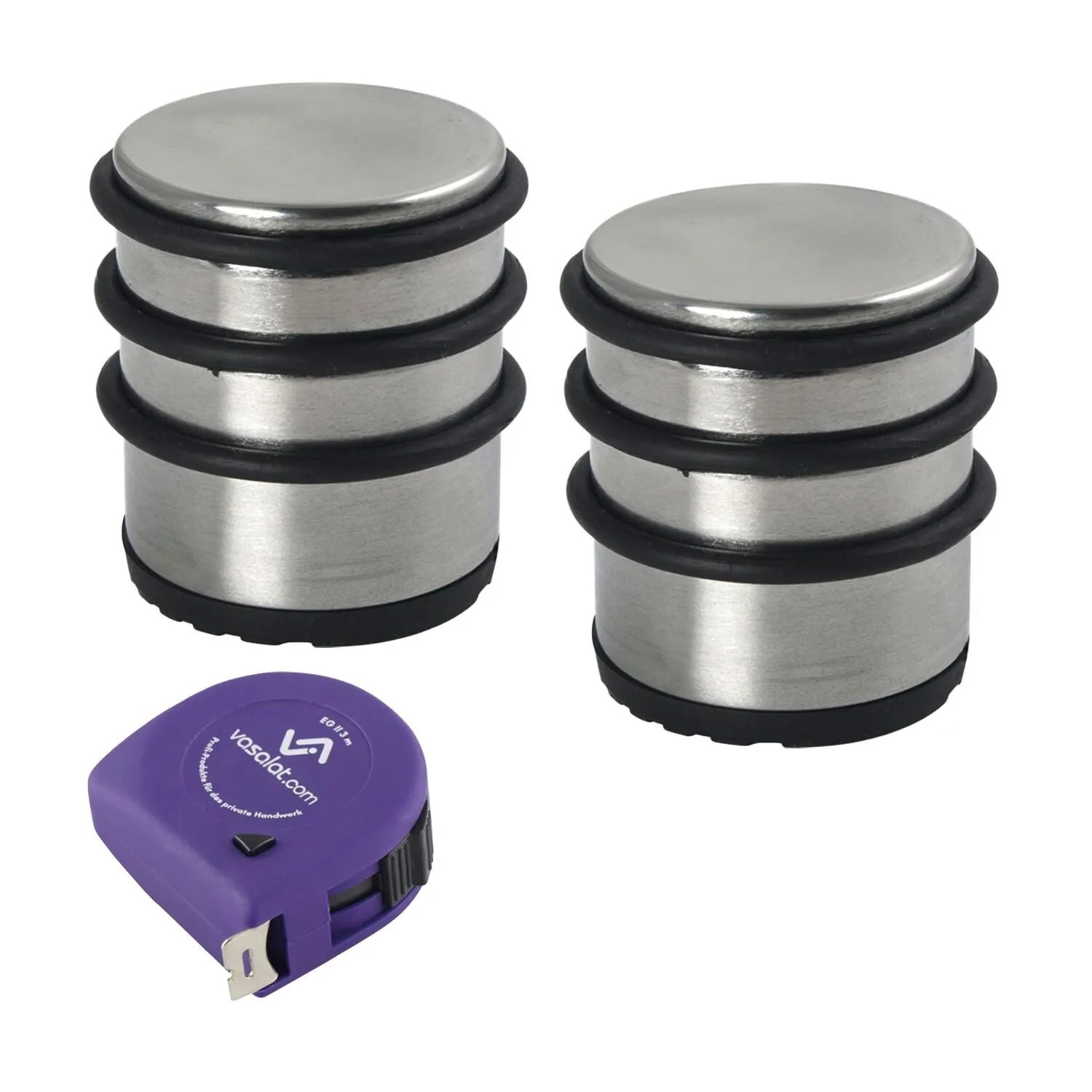 vasalat Set Türstopper schwer Ø 65 mm H 75 mm Edelstahl Poliert 1,5 kg 2 Stück