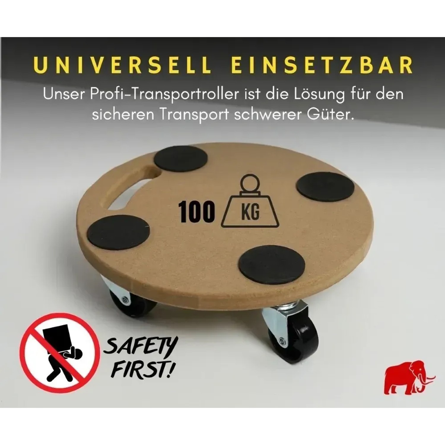 10er Set PROREGAL Transportroller mit 4 Rollen, Ø 30cm, 100kg Traglast, MDF Holzplatte