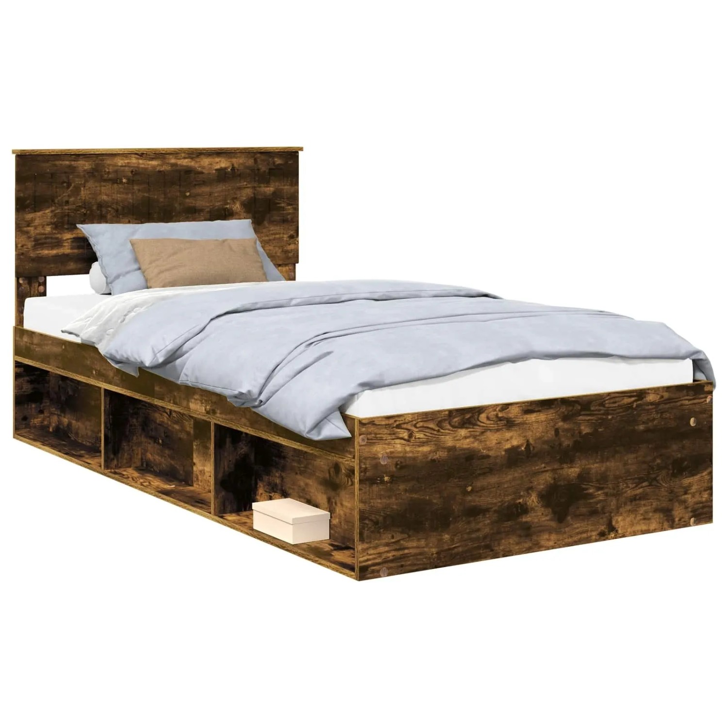 vidaXL Bettrahmen Räuchereiche 100 x 200 cm Massives Kiefernholz 3410640
