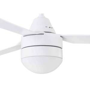 Weißer BEACON Deckenventilator Bayside Megara mit Beleuchtung und Fernbedienung, 122 cm Durchmesser.