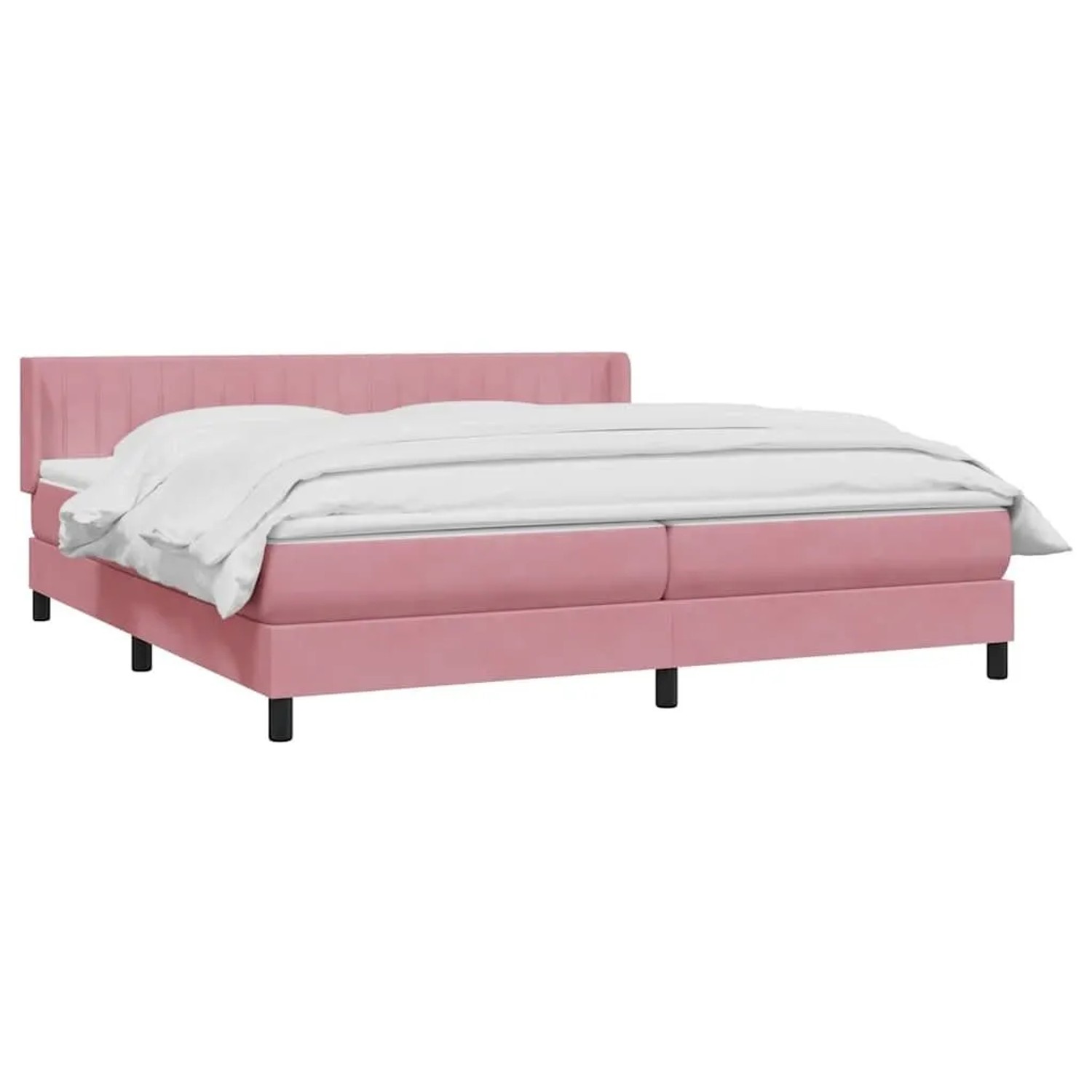 vidaXL Boxspringbett mit Matratze Rosa 180x210 cm Samt 3318296