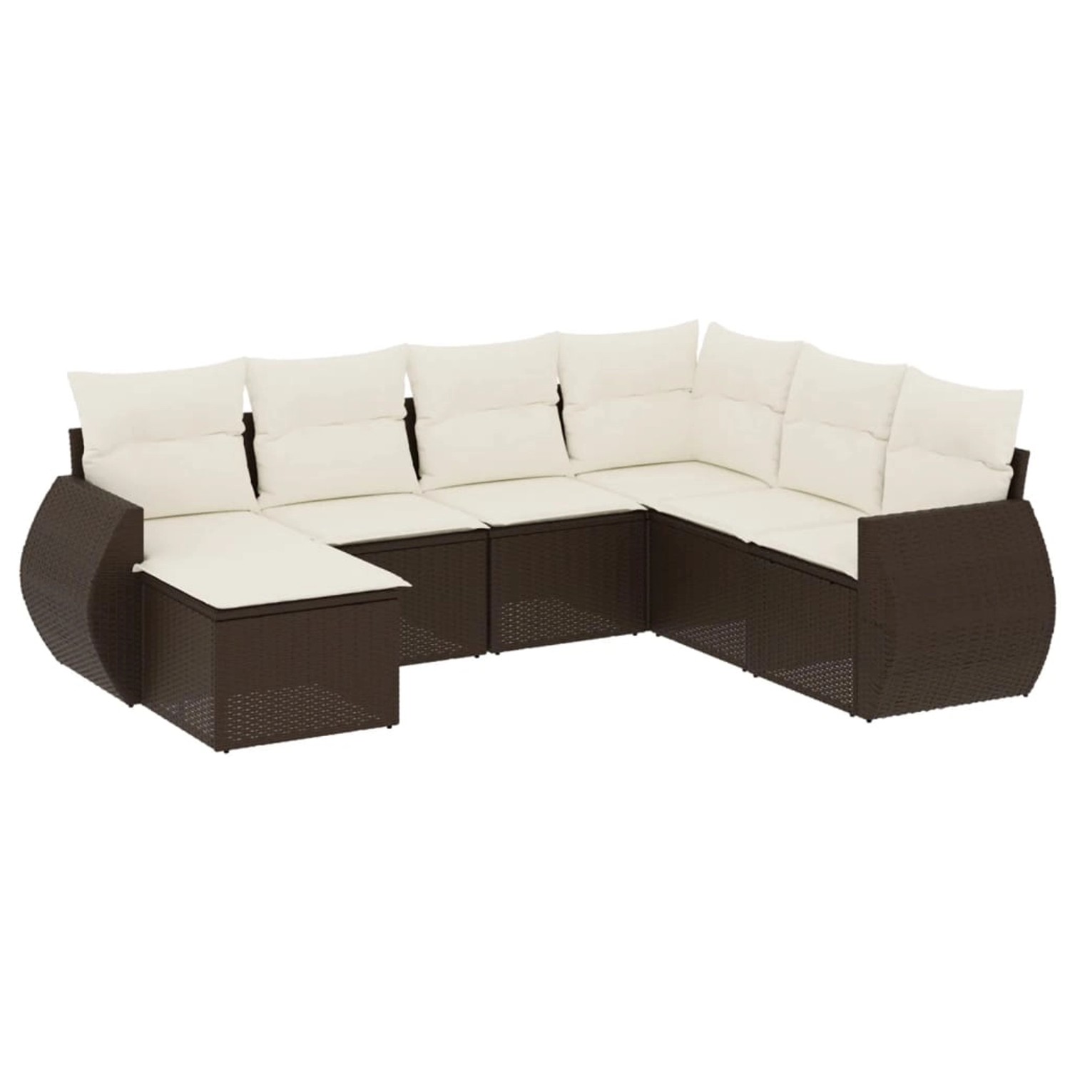 vidaXL 7-Tlg Garten-Sofagarnitur mit Kissen Braun Poly Rattan 3254040