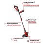 Einhell Akku-Rasentrimmer GE-CT 18/25-1 Li-Solo: Rot-schwarzer Trimmer mit verstellbarem Holm und Flowerguard.