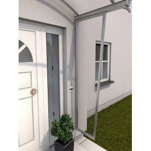 Gutta Seitenblende B1 Acryl Klar Edelstahl, Seitenschutz für Vordach, 200x60x45 cm.