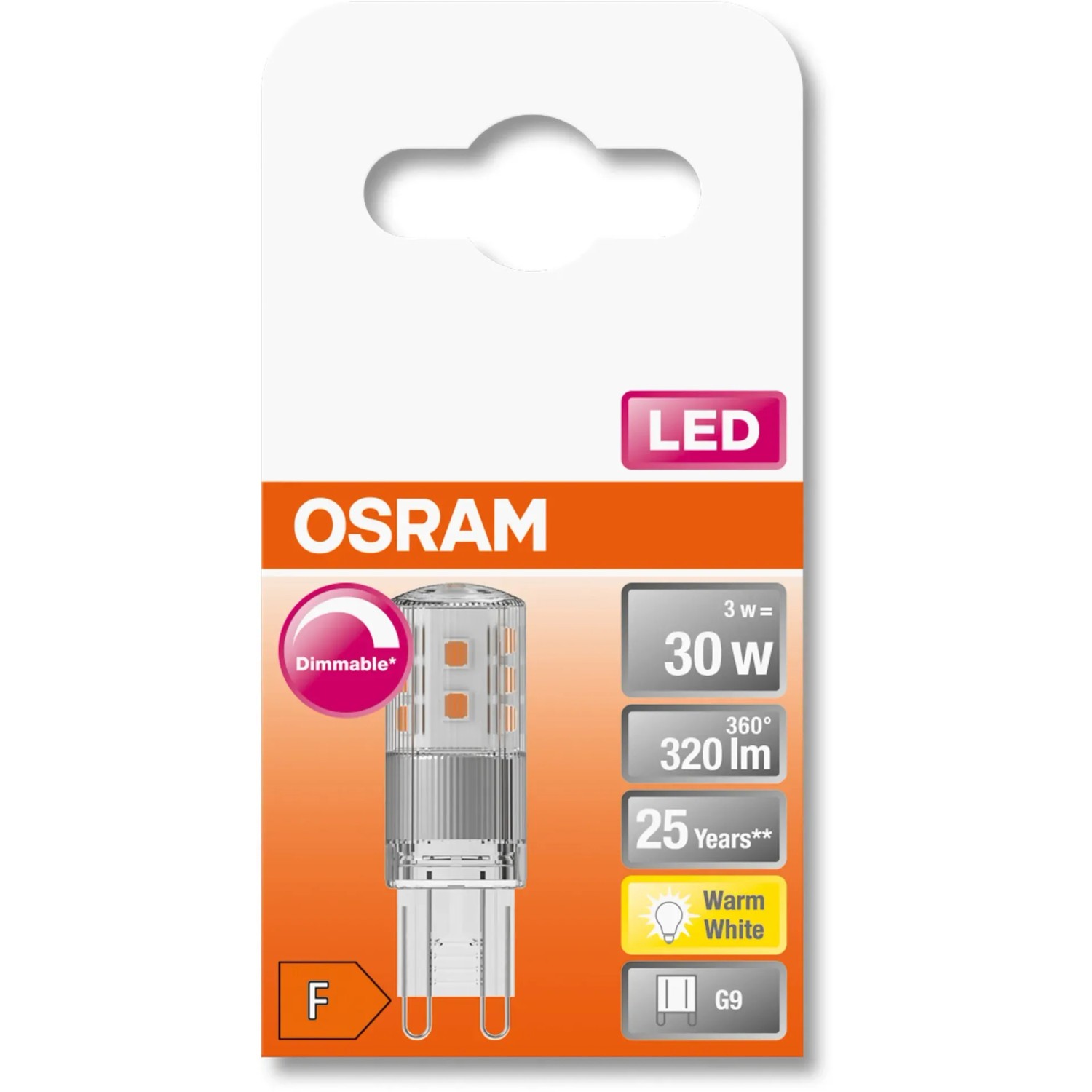 Osram LED-Lampe G9, dimmbar, 3,5W, warmweiß, klare Kapsel. Ideal für stimmungsvolle Beleuchtung.