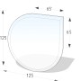 Lienbacher Funkenschutzplatte aus Glas in Tropfenform, 8mm stark, mit Maßangaben.