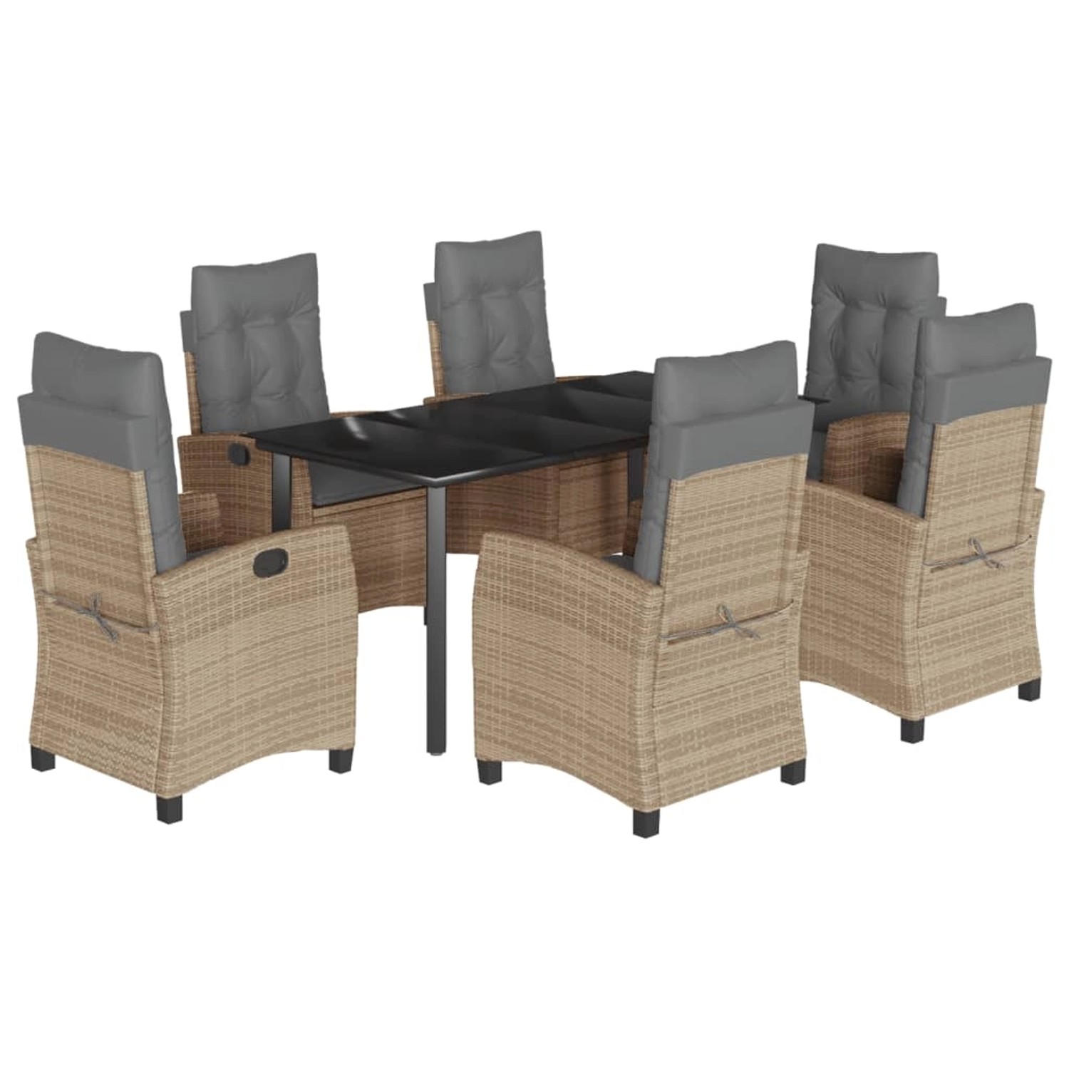 vidaXL 7-Tlg Garten-Essgruppe mit Kissen Beigemischung Poly Rattan 3212837 günstig online kaufen