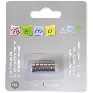 Memo-Art Magnete, 6er Set runde Pinnwand-Magnete für Notizen und Fotos.