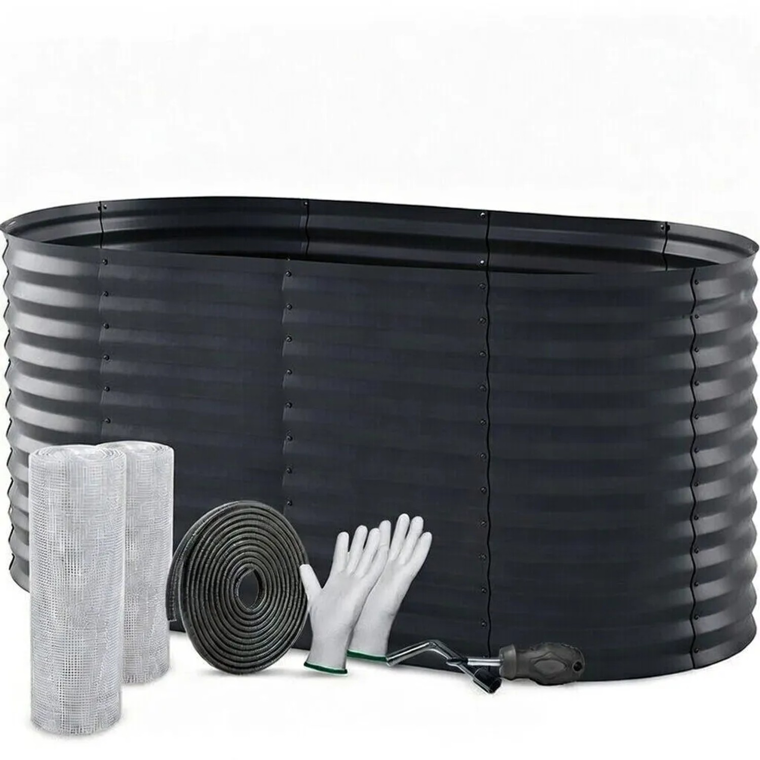 TTL GARDEN Ovales Garten-Hochbeet ELEGANCE 160×80×80 cm – Elegantes Metall Hochbeet Verzinkt in Anthrazit für Garten