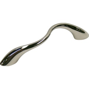 Glänzender Chrom Möbelgriff 1762 aus Metall, Lochabstand 96mm.