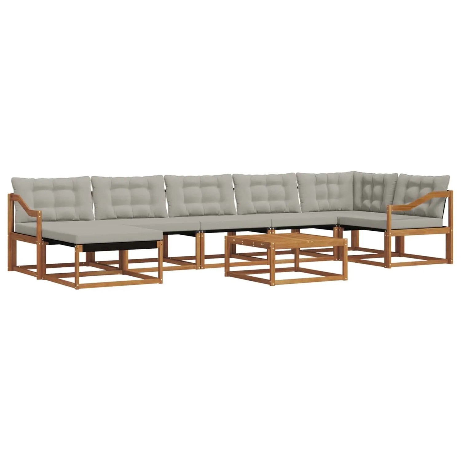 vidaXL Outdoor-Sofagarnitur mit Kissen 8-Tlg Natur und Hellgrau 3369706