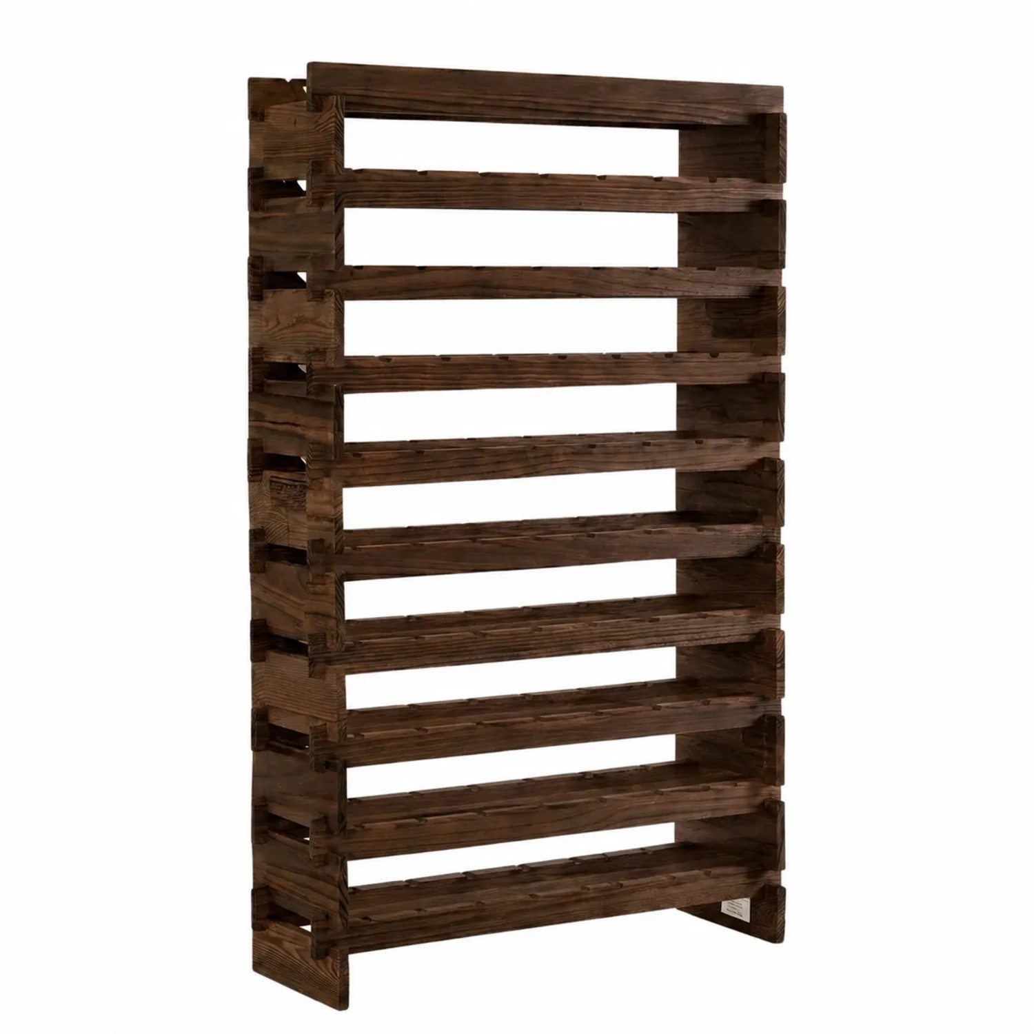 PROREGAL Weinregal NAVARRA Aus Holz 135x84x28cm 80 Flaschen Auf 10 Ebenen Schmal Flaschenregal Freistehend Massives Kiefernholz Braun Geölt