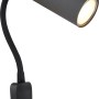 Schwarze Globo Wandlampe Robby mit Flexarm, 55x430 mm, für GU10 Leuchtmittel.