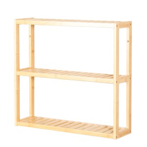 KARAT Bambus Wandregal Wyoming mit 3 Ablagen, hellbraunes Holzregal für Bad, Küche oder Wohnzimmer.
