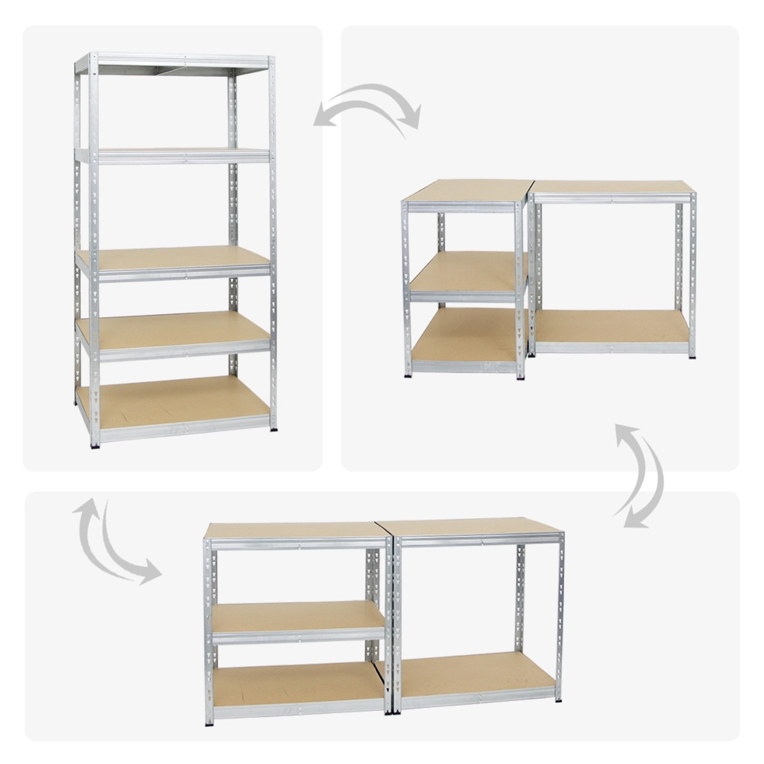 PROREGAL Schwerlastregal Tiger, verzinkt, 5 Ebenen, auch als Werkbank nutzbar.