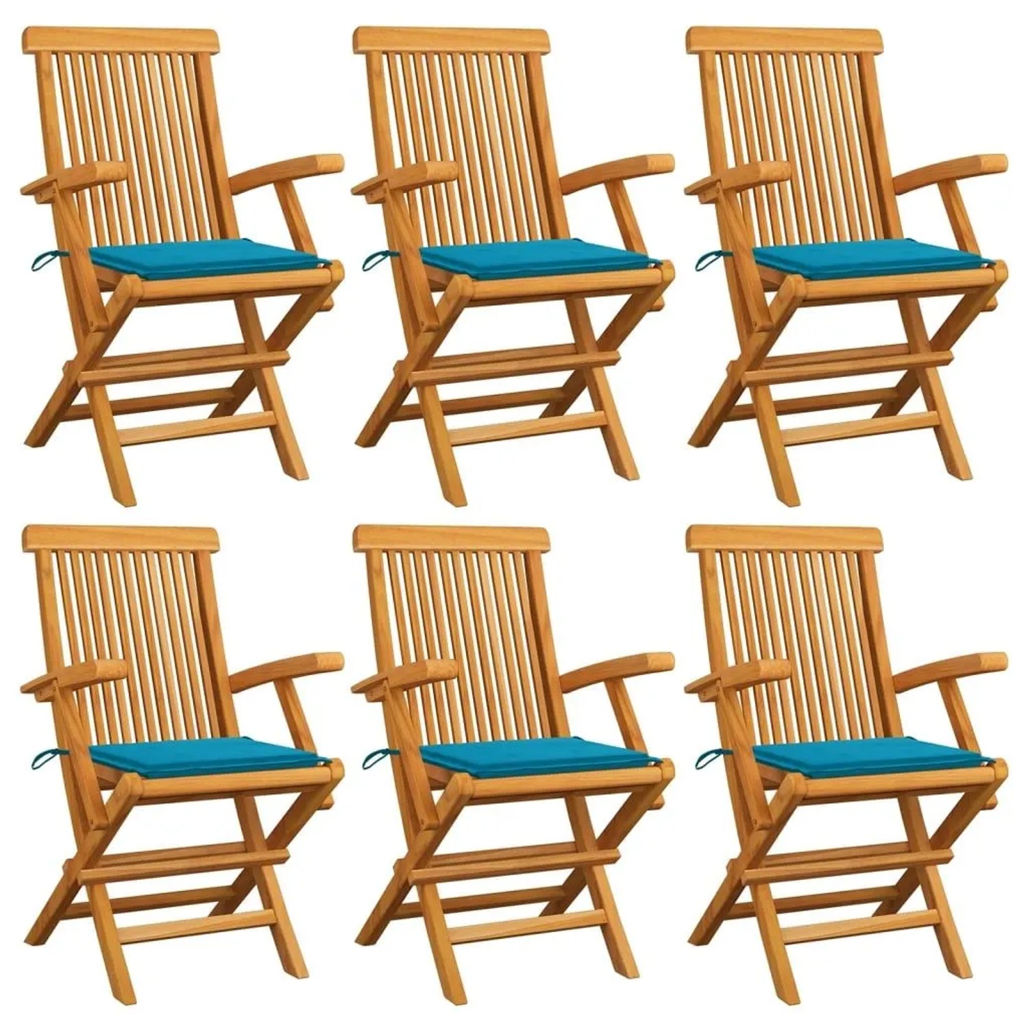 vidaXL Gartenstühle mit Blauen Kissen 6 Stk Massivholz Teak 3062545 günstig online kaufen