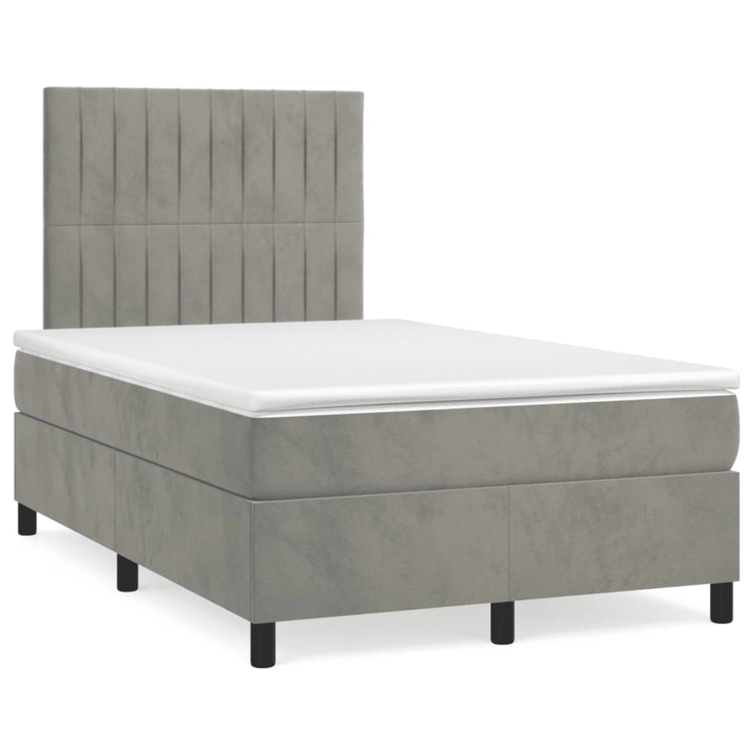 vidaXL Boxspringbett mit Matratze Hellgrau 120x200 cm Samt 3143133 günstig online kaufen