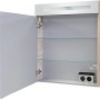 Offener Fackelmann Spiegelschrank B.Clever Alaska Esche 60 cm mit zwei Glasböden und Beleuchtung.