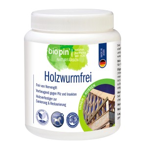 Biopin Holzwurmfrei Transparent 750ml: Holzschutzmittel gegen Holzwürmer, Pilze und Insekten.