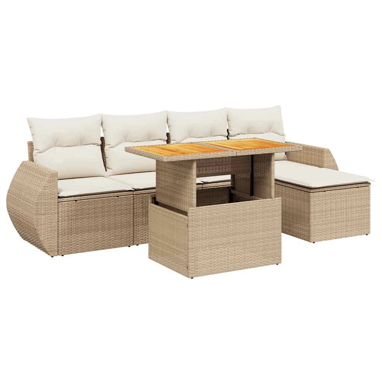 vidaXL 6-Tlg Garten-Sofagarnitur mit Kissen Beige Poly Rattan 3272171 günstig online kaufen